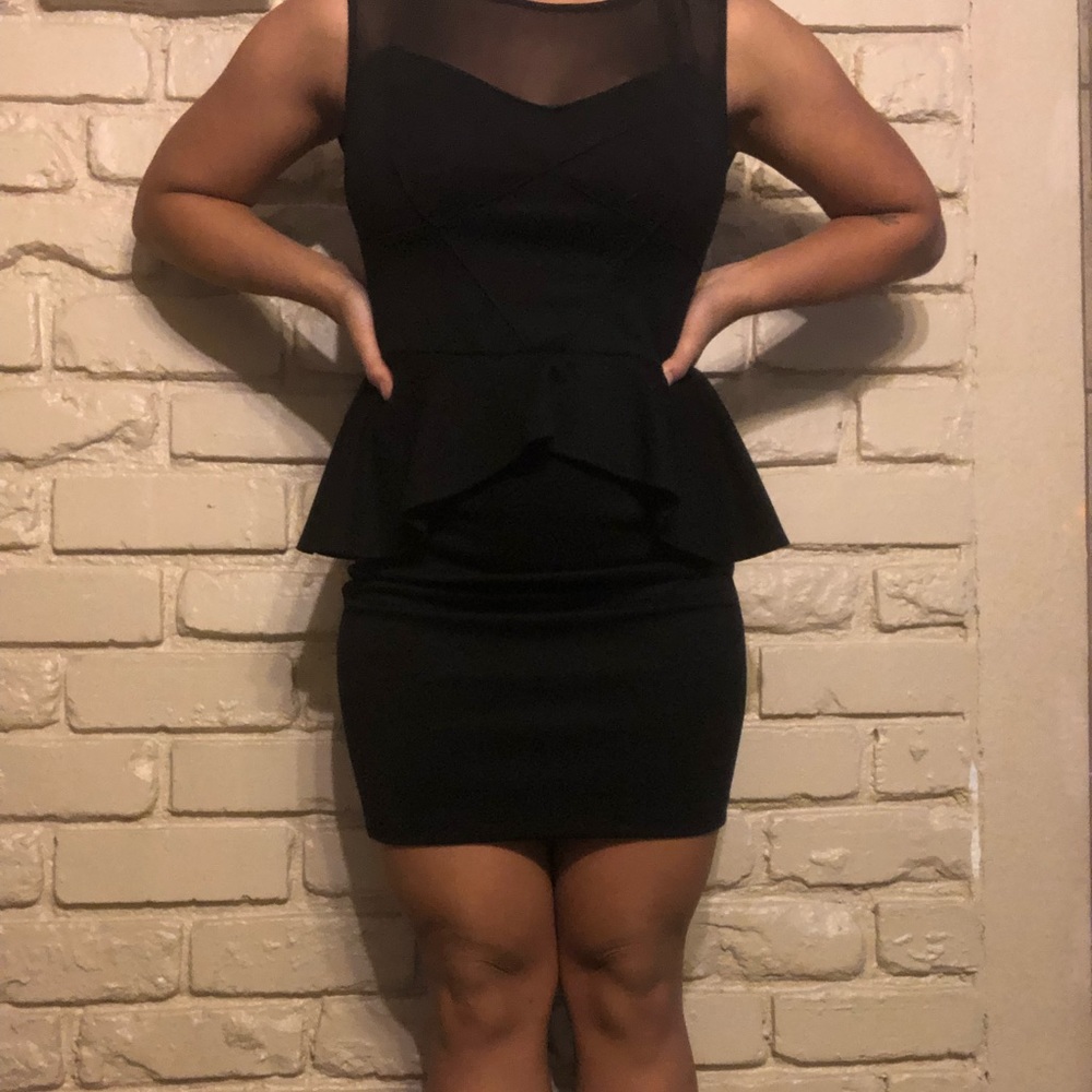 Mesh peplum mini dress